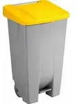 Abfallcontainer Kunststoff 120l grau mit gelbem Deckel