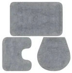 vidaXL Badematten-Set 3-tlg. Stoff Grau