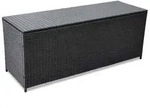 vidaXL Garden-Auflagenbox Schwarz 150x50x60 cm Poly Rattan