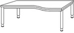 Schreibtisch Sero H685-810xB1800xT800mm Eichedekor ger.Form 4-Fu&szlig;-Gestell