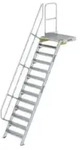 Treppe mit Plattform 60&deg; Stufenbreite 800 mm 13 Stufen Aluminium geriffelt