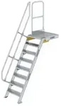 Treppe mit Plattform 60&deg; Stufenbreite 600 mm 8 Stufen Aluminium geriffelt