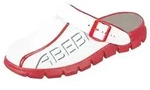 Abeba Berufsschuhe Dynamic Clog wei&szlig;/rot Gr. 47