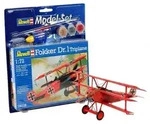 Modellbausatz mit Basiszubeh&ouml;r, Fokker DR.1 Triplane, 37 Teile, ab 10 Jahren