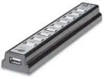 Manhattan 161572 USB-Hub 10 Port USB-A USB 2.0 480MBit/s Schwarz, Silber