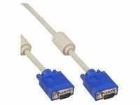 InLine® S-VGA Kabel, 15pol HD Stecker / Stecker, beige, 15m Kabel SVGA / VGA...