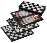 2506 - Schach Backgammon Dame Set, Kunststoff, Feld 37 mm, magnetisch