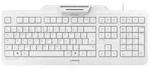 CHERRY Secure Board 1.0 USB Tastatur Deutsch, QWERTZ Wei&szlig;, Grau Chipkarten-Leser