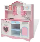vidaXL Spielzeugk&uuml;che Holz 82&times;30&times;100 cm Rosa und Wei&szlig;