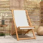 vidaXL Liegestuhl Teak 56x105x96 cm Creme