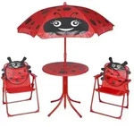 vidaXL 3-tlg. Garten-Bistro-Set f&uuml;r Kinder mit Sonnenschirm Rot