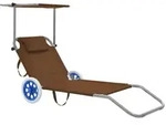 vidaXL Klappliege mit Sonnenschutz und R&auml;dern Stahl Taupe
