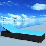 vidaXL Sonnenliege mit Auflage Poly Rattan Schwarz