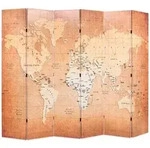 vidaXL Raumteiler klappbar 228 x 170 cm Weltkarte Gelb