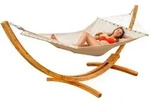 XXL H&auml;ngematte mit Holzgestell 325 cm - Outdoor Set f&uuml;r 2 Personen bis 150 kg