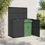 vidaXL M&uuml;lltonnenbox f&uuml;r 2 Tonnen Poly Rattan Schwarz 148x80x111 cm