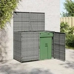 vidaXL M&uuml;lltonnenbox f&uuml;r 2 Tonnen Poly Rattan Anthrazit 148&times;77&times;111 cm
