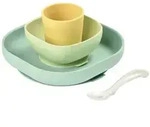 Beaba 4-tlg. Babygeschirr-Set Silikon Gelb und Gr&uuml;n