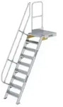 Treppe mit Plattform 60&deg; Stufenbreite 600 mm 9 Stufen Aluminium geriffelt