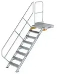 Treppe mit Plattform 45&deg; Stufenbreite 600 mm 8 Stufen Aluminium geriffelt