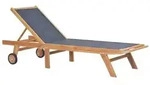 vidaXL Sonnenliege Klappbar mit R&auml;dern Teak Massivholz und Textilene