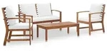 vidaXL 4-tlg. Garten-Lounge-Set mit Auflagen Massivholz Akazie