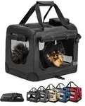 lionto Hundetransportbox faltbar, stabile Stoffbox mit Mesh-Eins&auml;tzen, ideal...