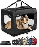 lionto Hundetransportbox faltbar, stabile Stoffbox mit Mesh-Eins&auml;tzen, ideal f&uuml;r
