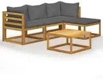 vidaXL 5-tlg. Garten-Lounge-Set mit Auflagen Massivholz Akazie