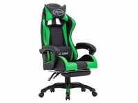 vidaXL Gaming-Stuhl mit Fußstütze Grün und Schwarz Kunstleder