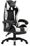 vidaXL Gaming-Stuhl mit Fu&szlig;st&uuml;tze Wei&szlig; und Schwarz Kunstleder