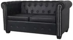 vidaXL Chesterfield-Sofa 2-Sitzer Kunstleder Schwarz