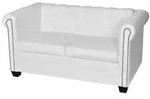 vidaXL Chesterfield-Sofa 2-Sitzer Kunstleder Wei&szlig;