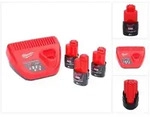 Milwaukee M12 NRG-303 Akku Starter Set 3x 12 V 3,0 Ah / 3000 mAh Li-Ion Akku (