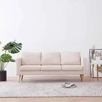 vidaXL 3-Sitzer-Sofa Stoff Cremewei&szlig;