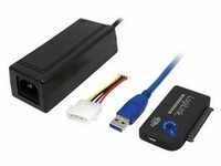 LogiLink Adapter USB 3.0 to SATA with OTB - Speicher-Controller mit Datenanzeige,