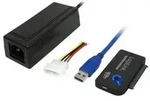 LogiLink Adapter USB 3.0 to SATA with OTB - Speicher-Controller mit Datenanzeige,