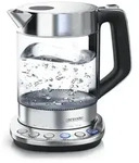 Arendo Wasserkocher 1,5 l, 2200 W, Edelstahl & Glas mit Basisstation,