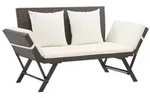 vidaXL Gartenbank mit Auflagen 176 cm Braun Poly Rattan