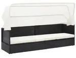 vidaXL Gartensofa mit Sonnendach Schwarz Poly Rattan