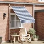 vidaXL Einziehbare Markise Handbetrieben 150 cm Blau/Wei&szlig; Gestreift