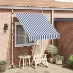 vidaXL Einziehbare Markise Handbetrieben 200 cm Blau/Wei&szlig; Gestreift