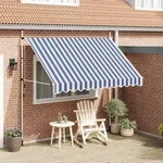 vidaXL Einziehbare Markise Handbetrieben 300 cm Blau/Wei&szlig; Gestreift