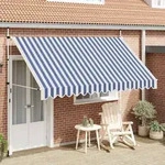 vidaXL Einziehbare Markise Handbetrieben 350 cm Blau/Wei&szlig; Gestreift
