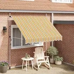 vidaXL Einziehbare Markise Handbetrieben 250 cm Gelb/Blau Gestreift