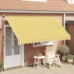 vidaXL Einziehbare Markise Handbetrieben 350 cm Orange/Wei&szlig; Gestreift