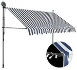 vidaXL Einziehbare Markise Handbetrieben mit LED 250 cm Blau und Wei&szlig;