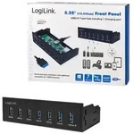 LogiLink USB 3.0 hub, 7-port 5.25"" internal, with fast charging port - Hub - 6 x