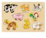 Goki 57873 - Steckpuzzle Bauernhof 30 x 21 cm, Holz, 8 Teile, per St&uuml;ck