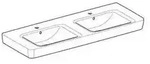 Geberit Doppelwaschtisch RENOVA PLAN 1300x480mm m Hahnloch mit